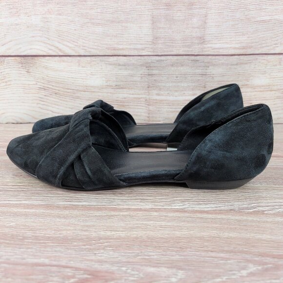 Eileen Fisher Fuller Black Suede Flats Women's Size 10 Pointed-Toe D'Orsay Shoes - Picture 3 of 7